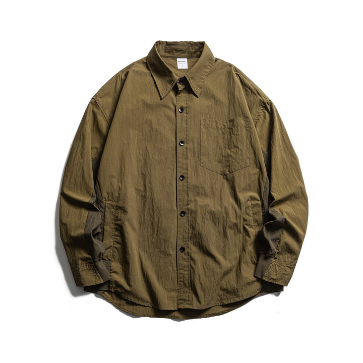 Herren Oversized Hemd mit Brusttasche und Rippbündchen Drune