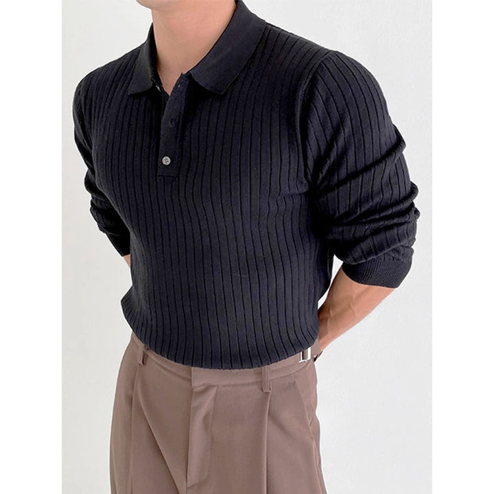 Herren Stilvolles Langarm-Rippstrickoberteil Drune