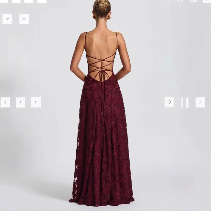 Damen Elegante Spitze A-Linie Abendkleid Drune