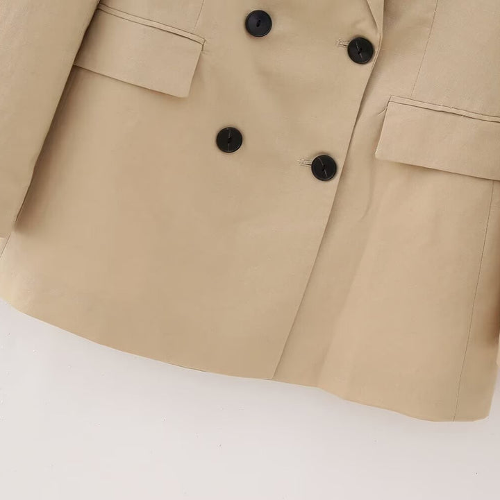 Damen Doppelreihiger Longline-Blazer mit strukturiertem Tailoring und verlängertem Saum Drune