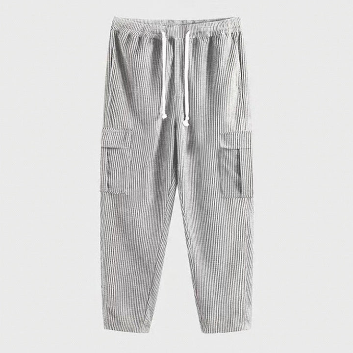 Herren Cord-Cargo-Hose mit elastischem Bund, Kordelzug & aufgesetzten Klappentaschen Drune
