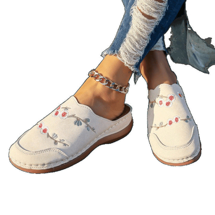 Damen geschlossene Clogs mit floralem Design und komfortablem Fußbett Drune