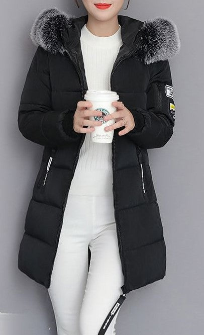 Damen Langärmeliges Steppjacke mit abnehmbarem Kunstfellkragen Drune