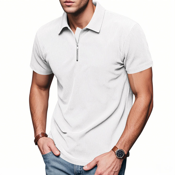 Unisex nan kurzärmeliges Halbzip-Polo aus geripptem Jersey mit Hemdkragen Drune