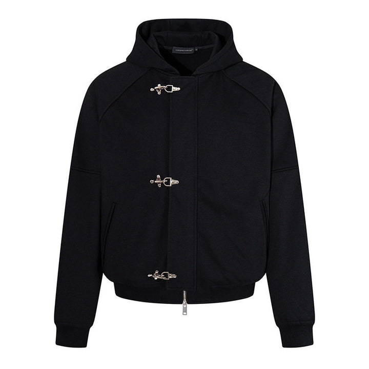 Damen Kapuzen-Sweatjacke im Bomberstil mit Karabiner-Schnallenverschluss Drune