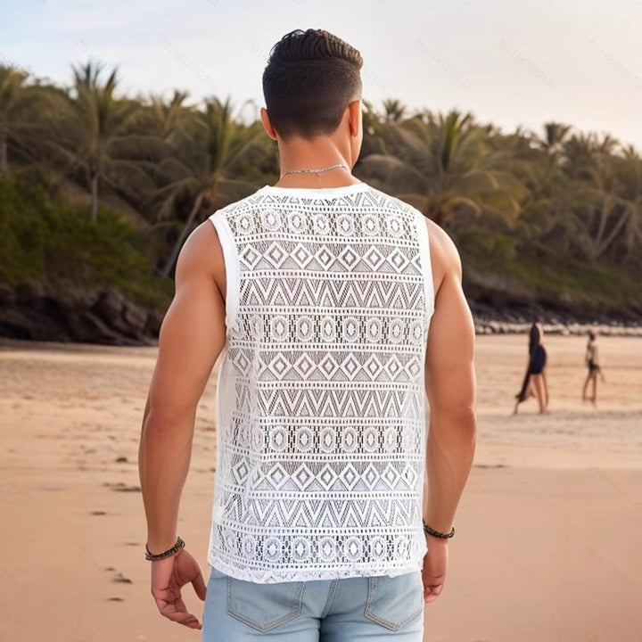 Herren Ärmelloses Netzshirt mit strukturiertem Design Drune