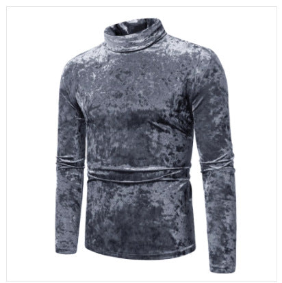 Herren nan figurbetontes Samtrollkragen-Langarmshirt mit Stretchanteil Drune