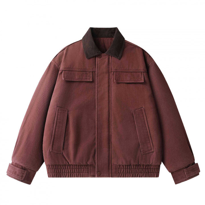 Herren Oversized Canvas-Blouson mit Cordkragen, verdeckter Frontleiste und gerafftem Saum Drune