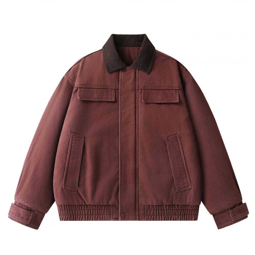 Herren Oversized Canvas-Blouson mit Cordkragen, verdeckter Frontleiste und gerafftem Saum Drune