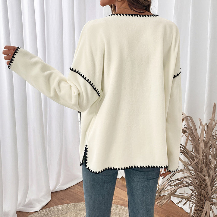 Damen Modische Strickjacke mit Kontrastnähten Drune