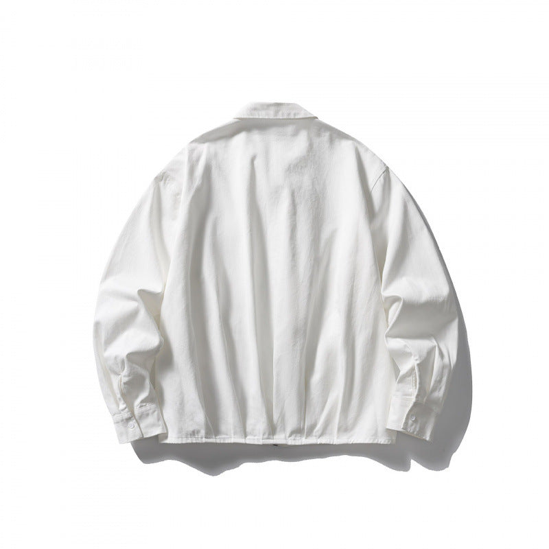 Unisex Boxy-Überjacke mit Hemdkragen, verdecktem Reißverschluss und weichem Fall Drune