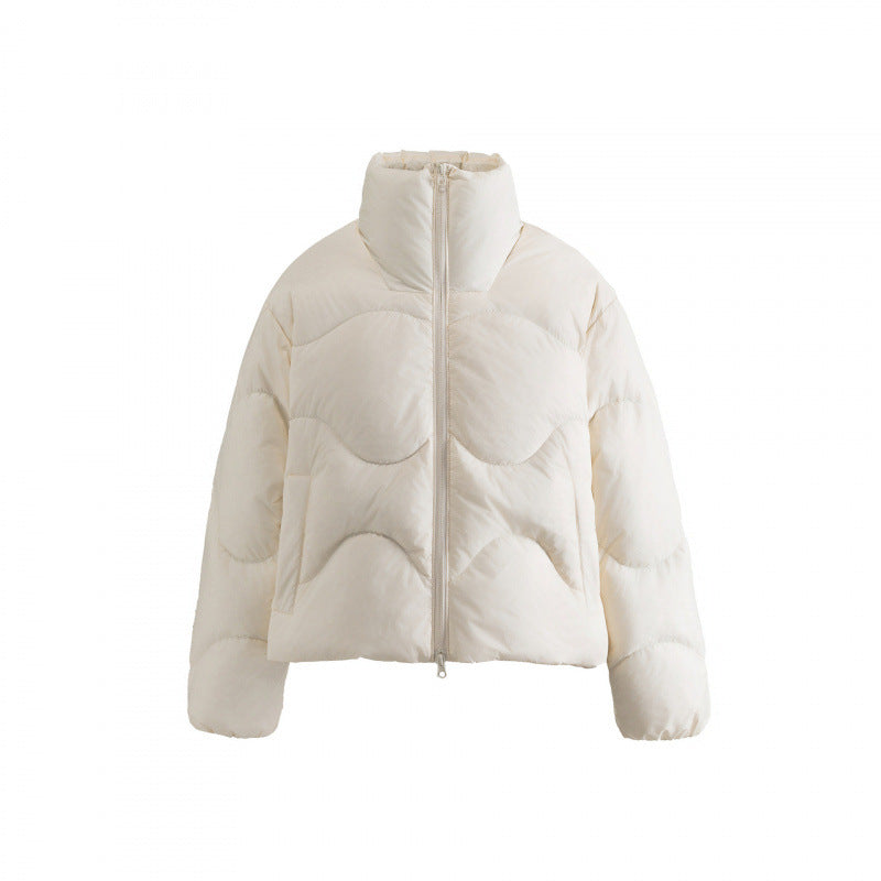 Damen Kurze gesteppte Steppjacke mit hohem Kragen und wellenförmiger Steppung Drune