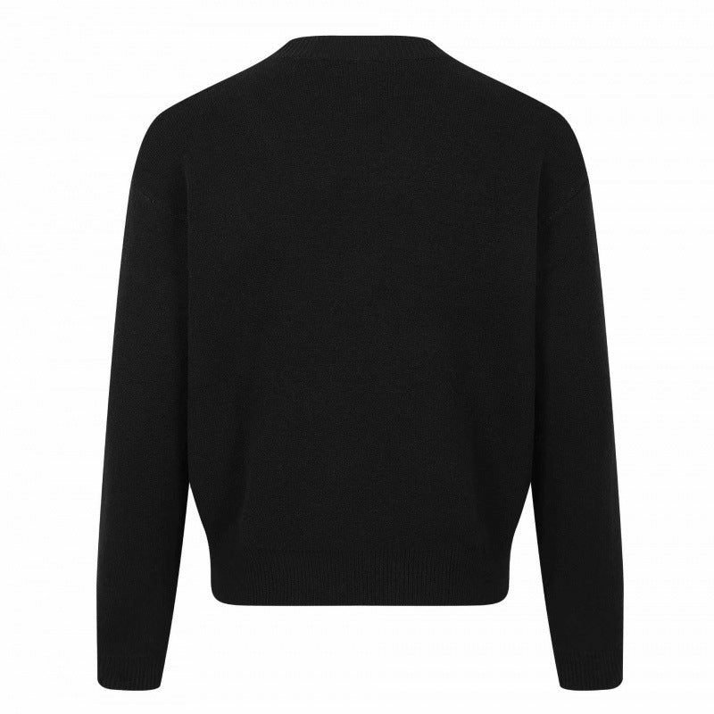Unisex Grafik-Strickpullover mit Bandintarsie, Rundhals und geripptem Saum Drune