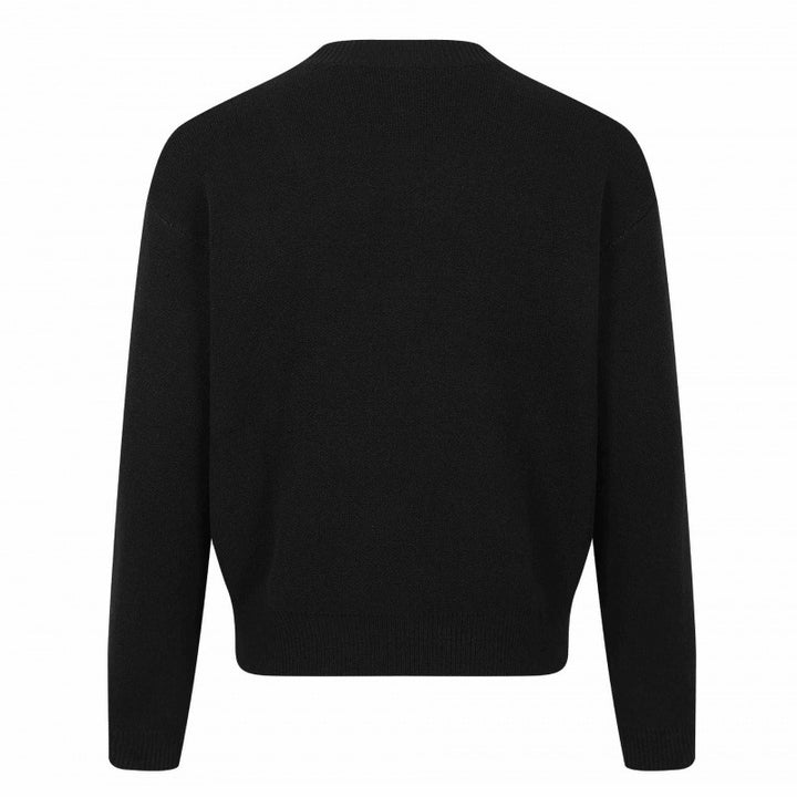 Unisex Grafik-Strickpullover mit Bandintarsie, Rundhals und geripptem Saum Drune