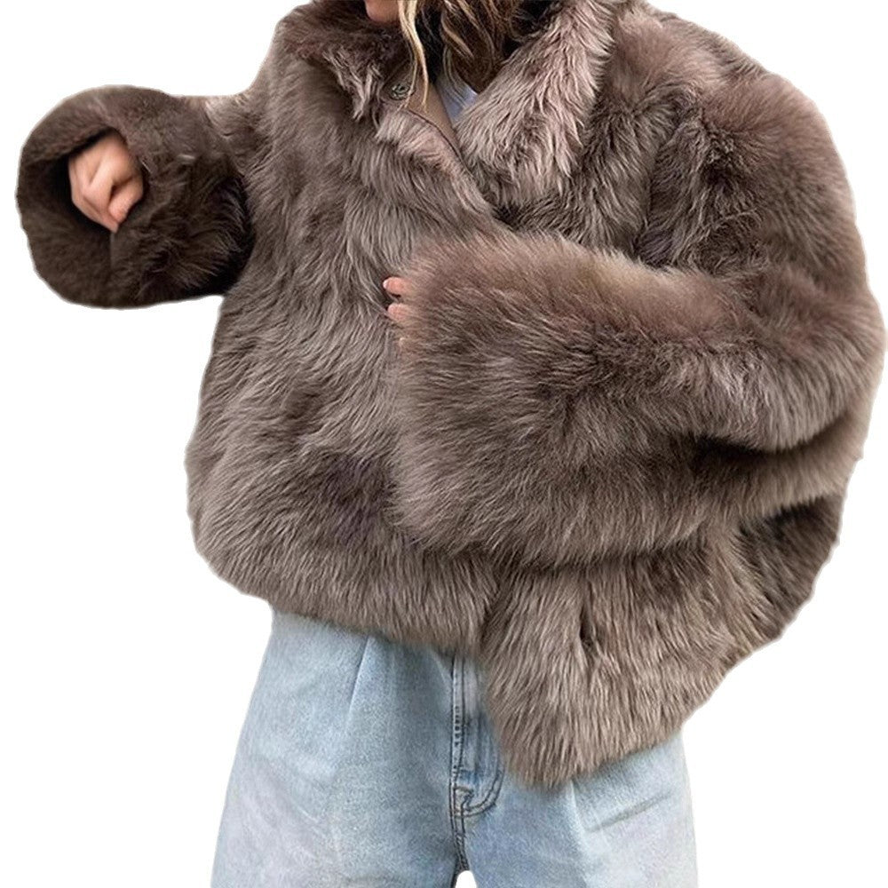 Damen Kunstfelljacke mit hochschließendem Kragen und luxuriösem Design Drune
