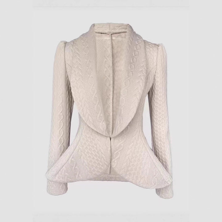 Damen Taillierter Strickblazer mit Schalkragen und Zopfstrickstruktur Drune