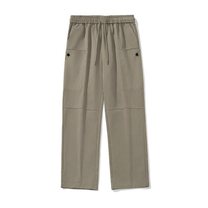 Unisex Weite Relaxed-Cargo-Palazzo-Hose mit elastischem Kordelbund und aufgesetzten Knopf-Taschen Drune