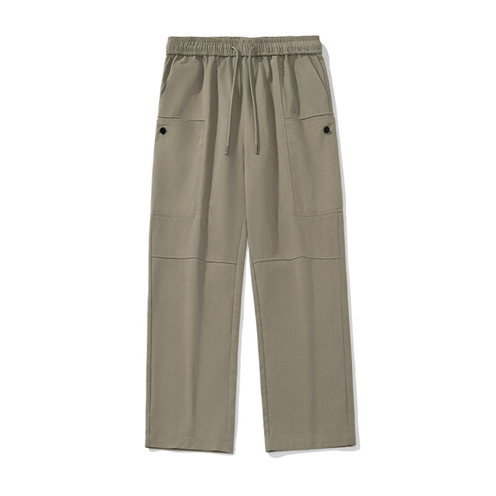 Unisex Weite Relaxed-Cargo-Palazzo-Hose mit elastischem Kordelbund und aufgesetzten Knopf-Taschen Drune