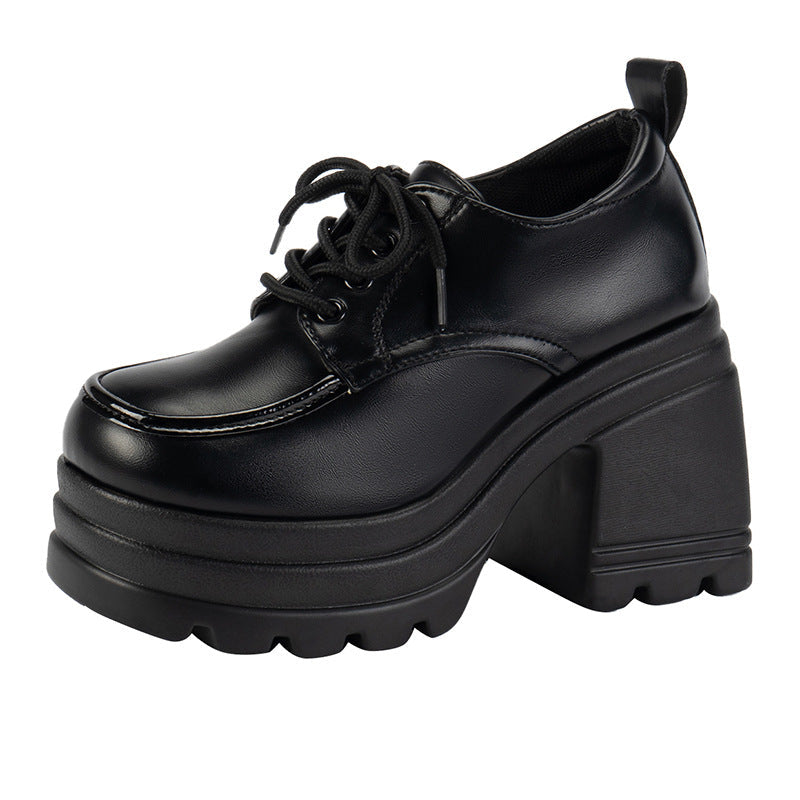 Damen Stiefeletten mit hohem Plateau und Schnürung Drune
