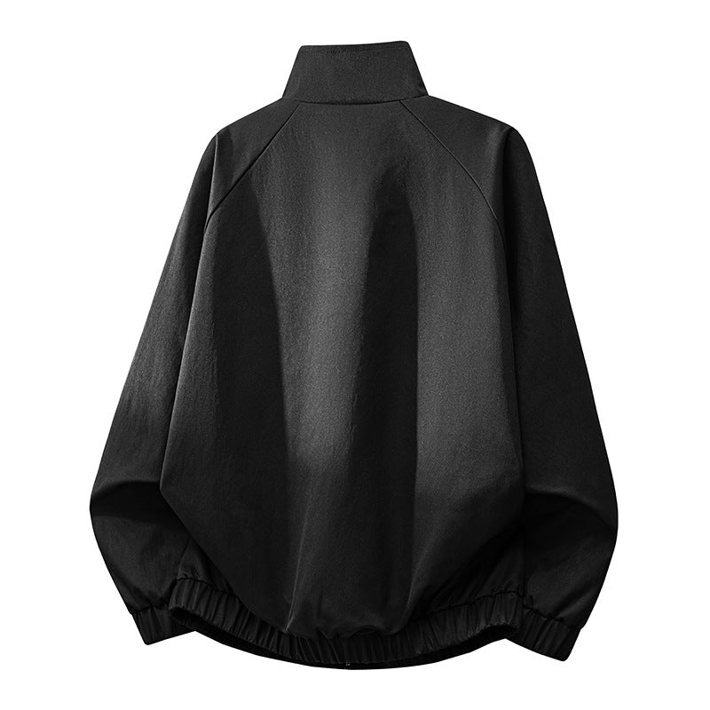 Herren ultraleichter Windbreaker-Blouson mit Stehkragen, elastischem Saum und verdeckten Druckknopf-Taschen Drune