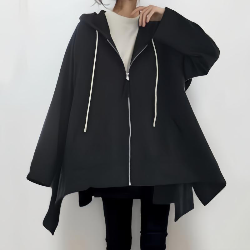 Damen Kapuzen-Poncho mit asymmetrischem Schnitt und praktischen Taschen Drune