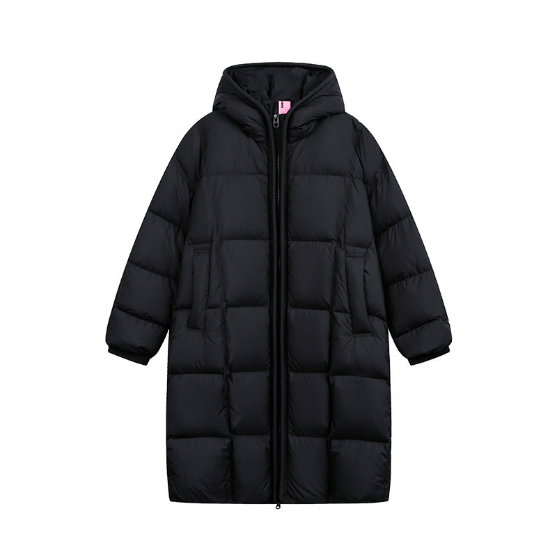 Damen Langer Steppmantel mit Kapuze, Oversize Thermoisolierung Drune