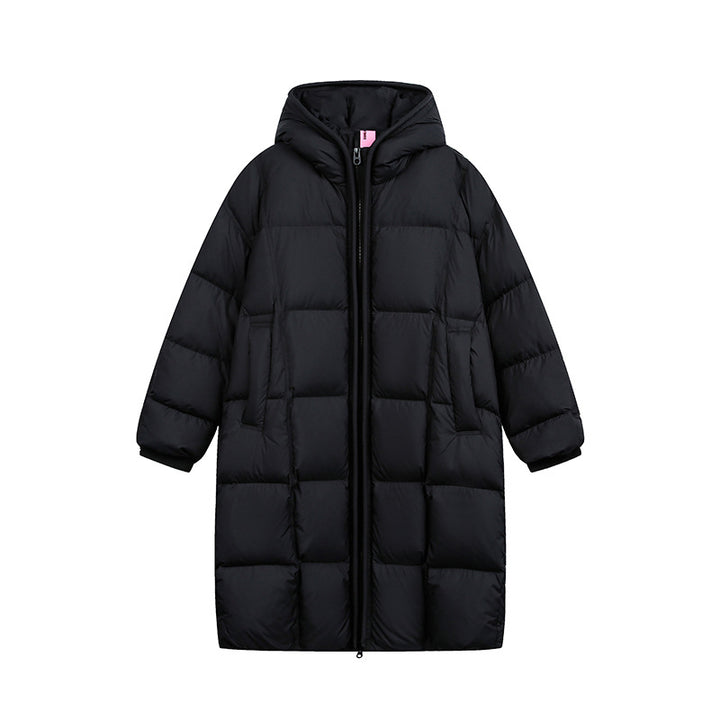 Damen Langer Steppmantel mit Kapuze, Oversize Thermoisolierung Drune