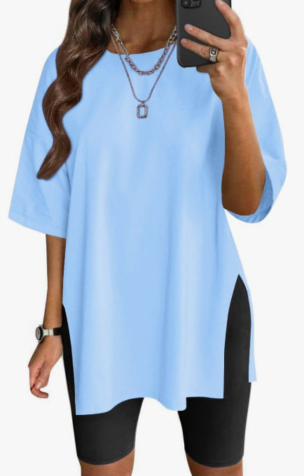 Damen Oversized T-Shirt mit Seitenschlitzen Drune