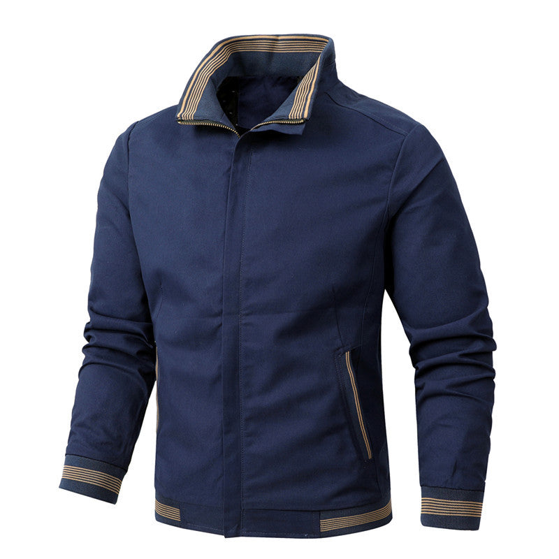 Herren Übergangsjacke aus Baumwoll-Twill mit Stehkragen und Rippbündchen Drune