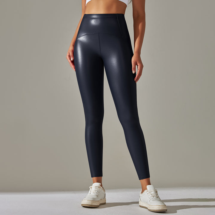 Damen Hochtaillierte, glänzende Fitness-Leggings mit sculptierendem Effekt Drune