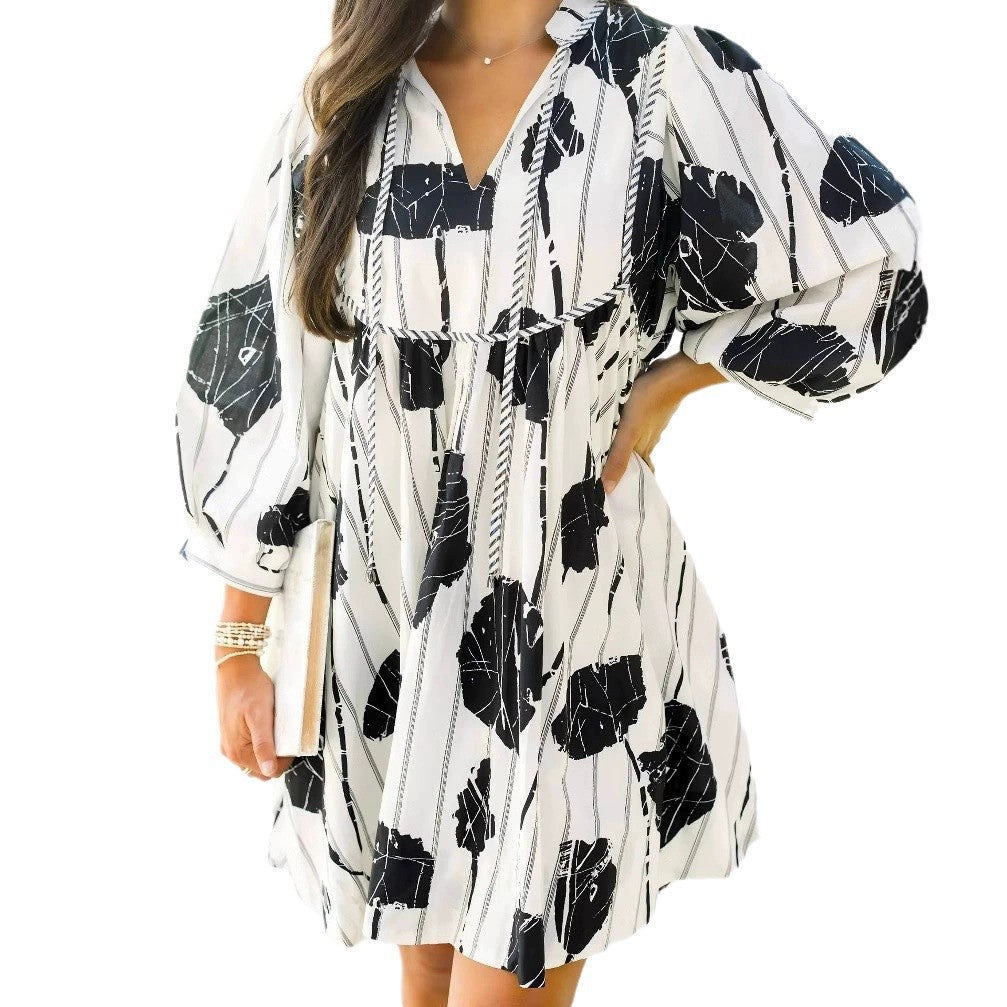 Damen luftiges Freizeitkleid mit Glockenärmeln Drune