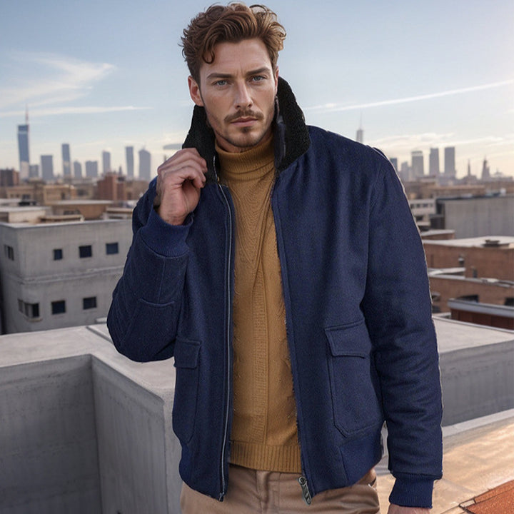 Herren warme Fleecejacke mit Stehkragen und praktischen Taschen Drune