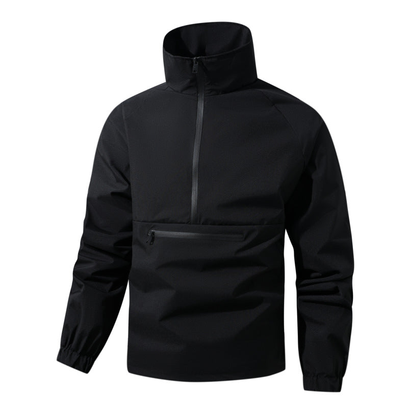 Herren Leichter wasserabweisender Anorak mit Halbzip, hohem Stehkragen & Front-Reißverschlusstasche Drune
