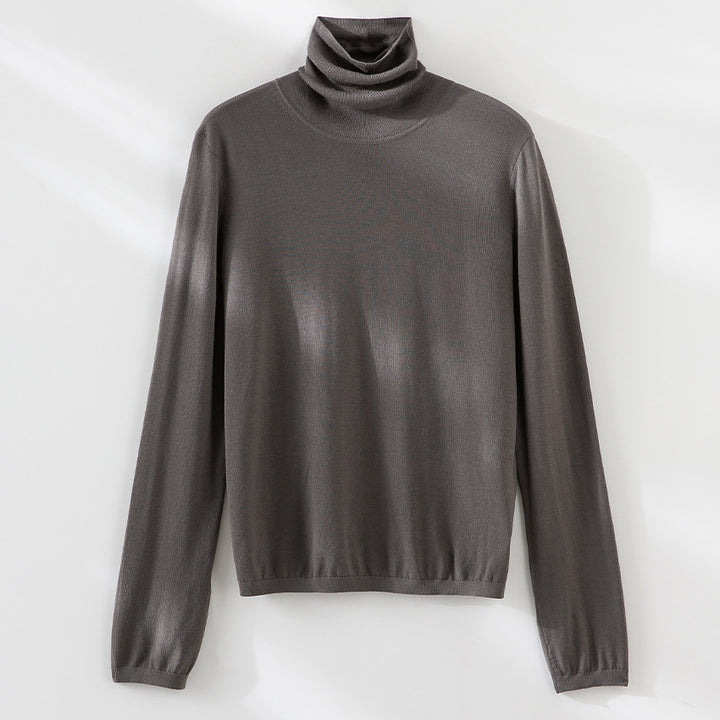 Damen Ultraleichter Feinstrick-Rollkragenpullover mit schlanker Silhouette und fein gerippten Abschlüssen Drune