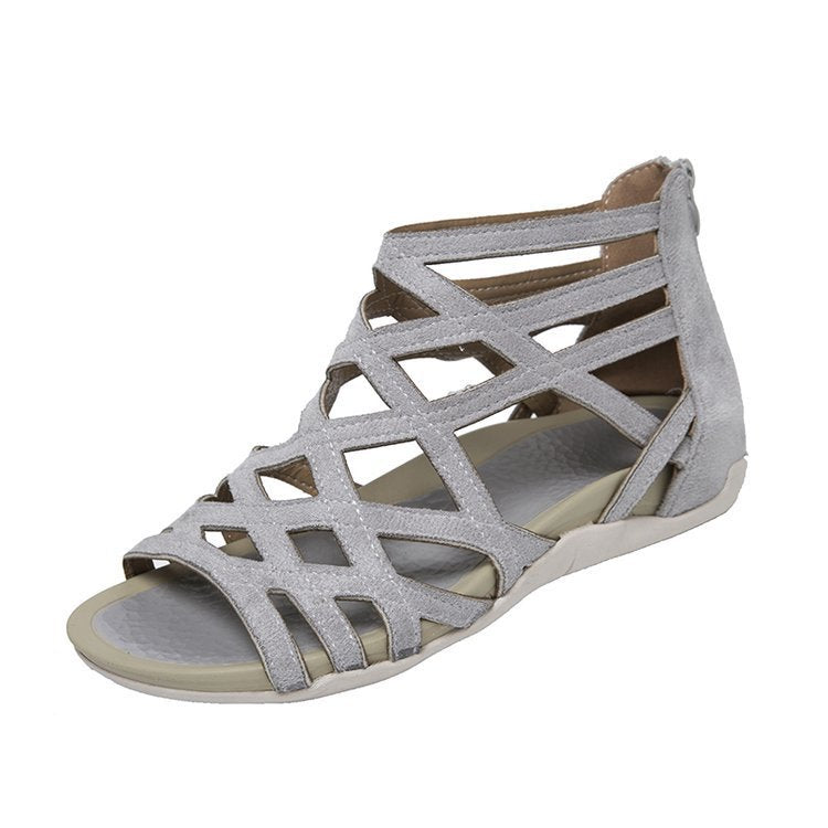 Damen Römersandalen mit Zipper, geflochtenem Cut-Out-Obermaterial und gepolsterter Komfortsohle Drune