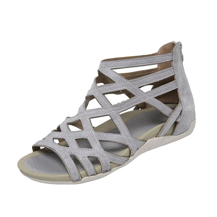 Damen Römersandalen mit Zipper, geflochtenem Cut-Out-Obermaterial und gepolsterter Komfortsohle Drune