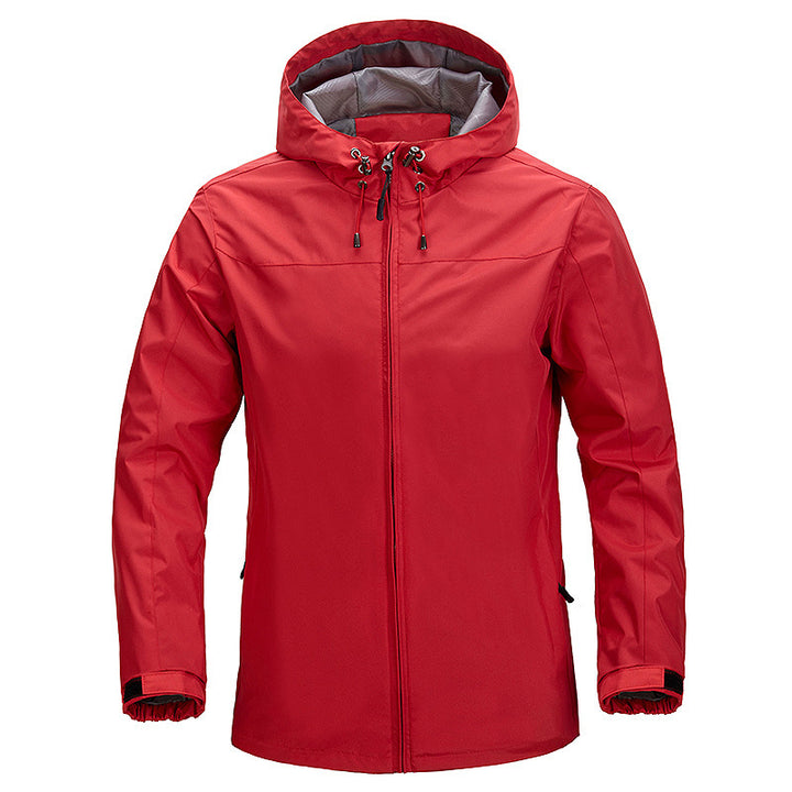 Unisex Leichte packbare Regen- und Windjacke mit verstellbarer Kapuze und atmungsaktivem Futter Drune