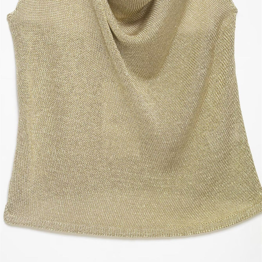 Damen Haltertop mit elegantem Wasserfall-Ausschnitt und schimmernden Akzenten Drune
