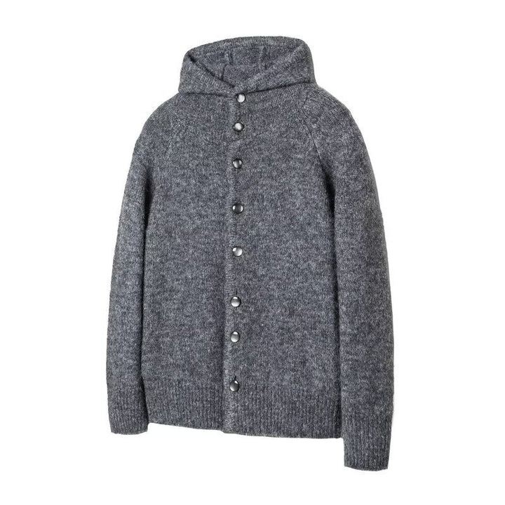Herren Gemütliche Strickjacke mit Kapuze und Knopfverschluss Drune