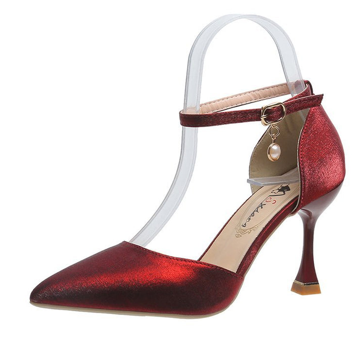 Damen elegante Spitzen Hochhackige Schuhe mit zierlichen Riemen Drune