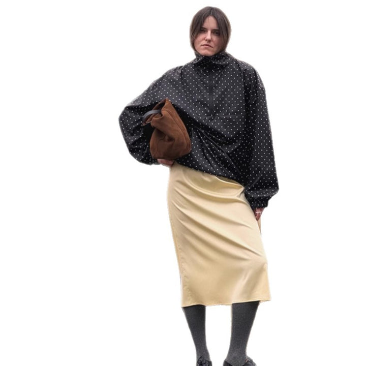 Damen Gepunkteter leichter Windbreaker-Anorak mit Stehkragen und halbem Reißverschluss Drune