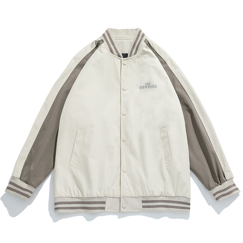Unisex Retro-Baseball-Collegejacke im Bomberstil mit Raglanärmeln und Rippbündchen Drune