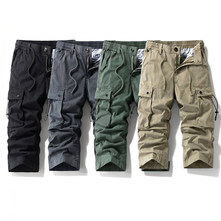 Herren 3/4-Trekking-Cargohose mit elastischem Bund, Tunnelzug und variabler Taschenorganisation Drune