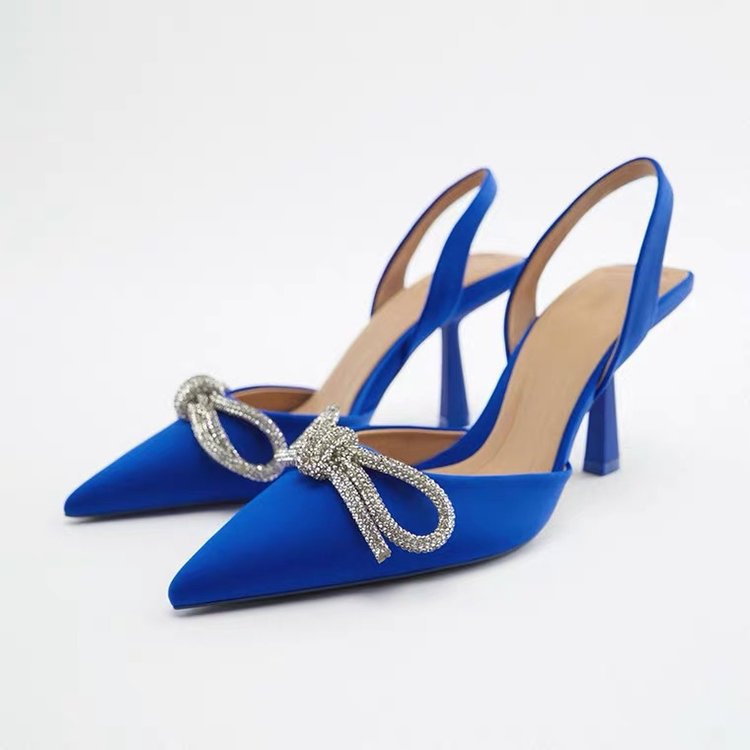 Damen elegante Slingback-Pumps mit glitzernden Schleifen-Details Drune