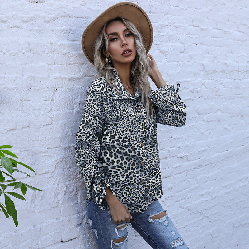Damen Elegante Tiermuster Bluse Drune