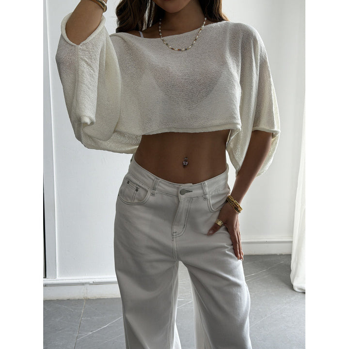 Damen Flockiges Crop-Top mit asymmetrischem Design und tiefem Ausschnitt Drune