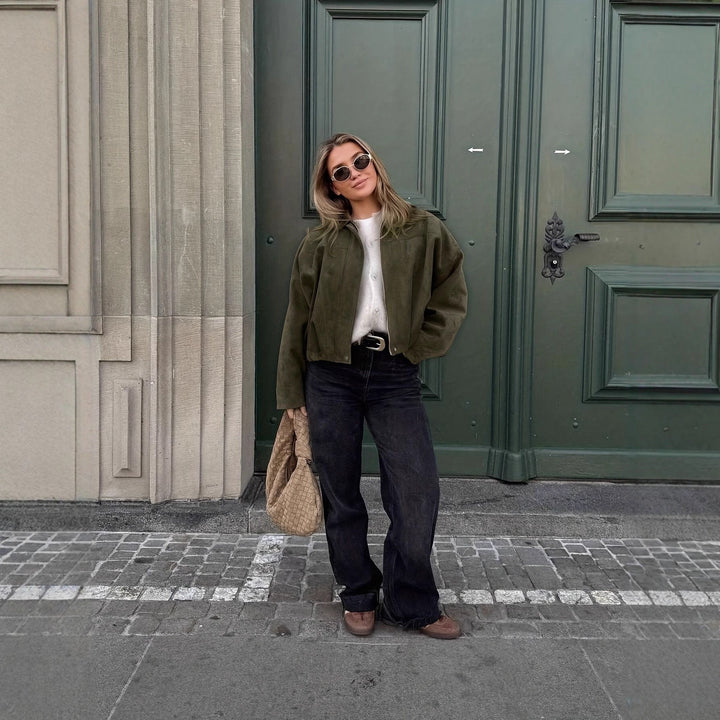 Damen Oversized Jacke aus weichem Wildlederimitat Drune