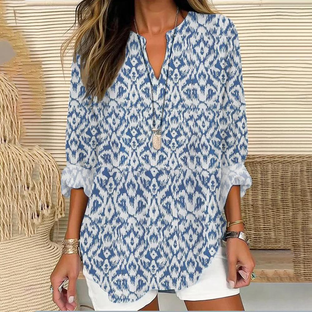 Drune | Damen V-ausschnitt Langarm Bluse