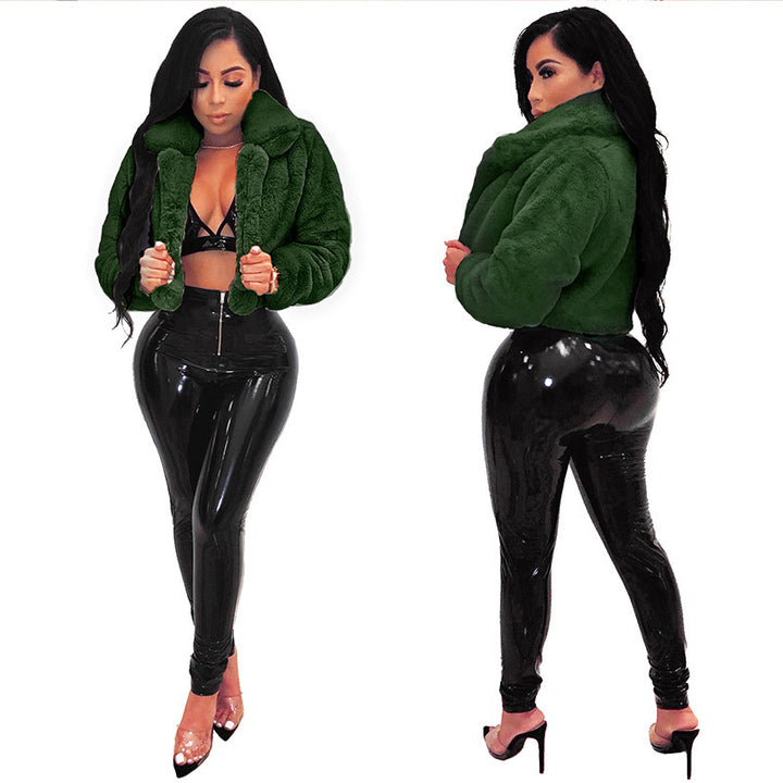 Damen Cropped Kunstpelz‑Blouson mit tailliertem Schnitt, Stehkragen und weichem Teddy‑Finish Drune