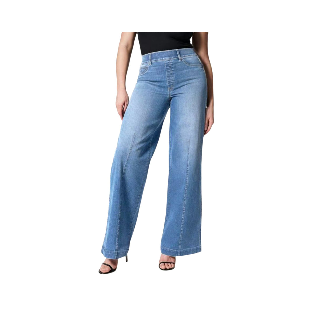 Damen Hochtaillierte Weitgeschnittene Jeanshose mit geradem Bein Drune